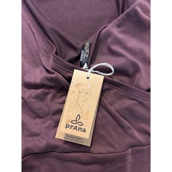 Prana Simone Plum Low-Cut Back Jersey-Knit A-Line Dress Small NWT - Picture 4 of 5